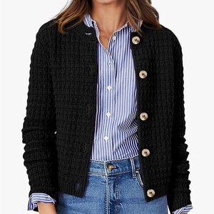 Pretty Garden heavy all cotton black sweater/jacket.  NWOT